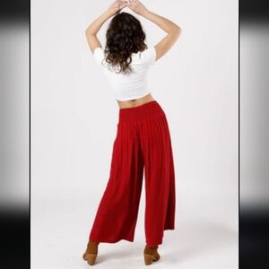 BOG Band of the Free Size Small Boho High Waist Wide Leg Pants Red Pull On NWT